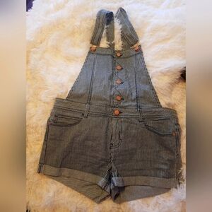 Size XL Blue/White Striped Railroad Overalls by Tinseltown